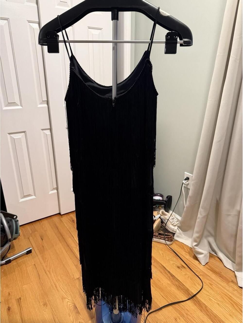 Black Fringe Flapper Dress Sleeveless Gatsby Cocktail Party Dress‎